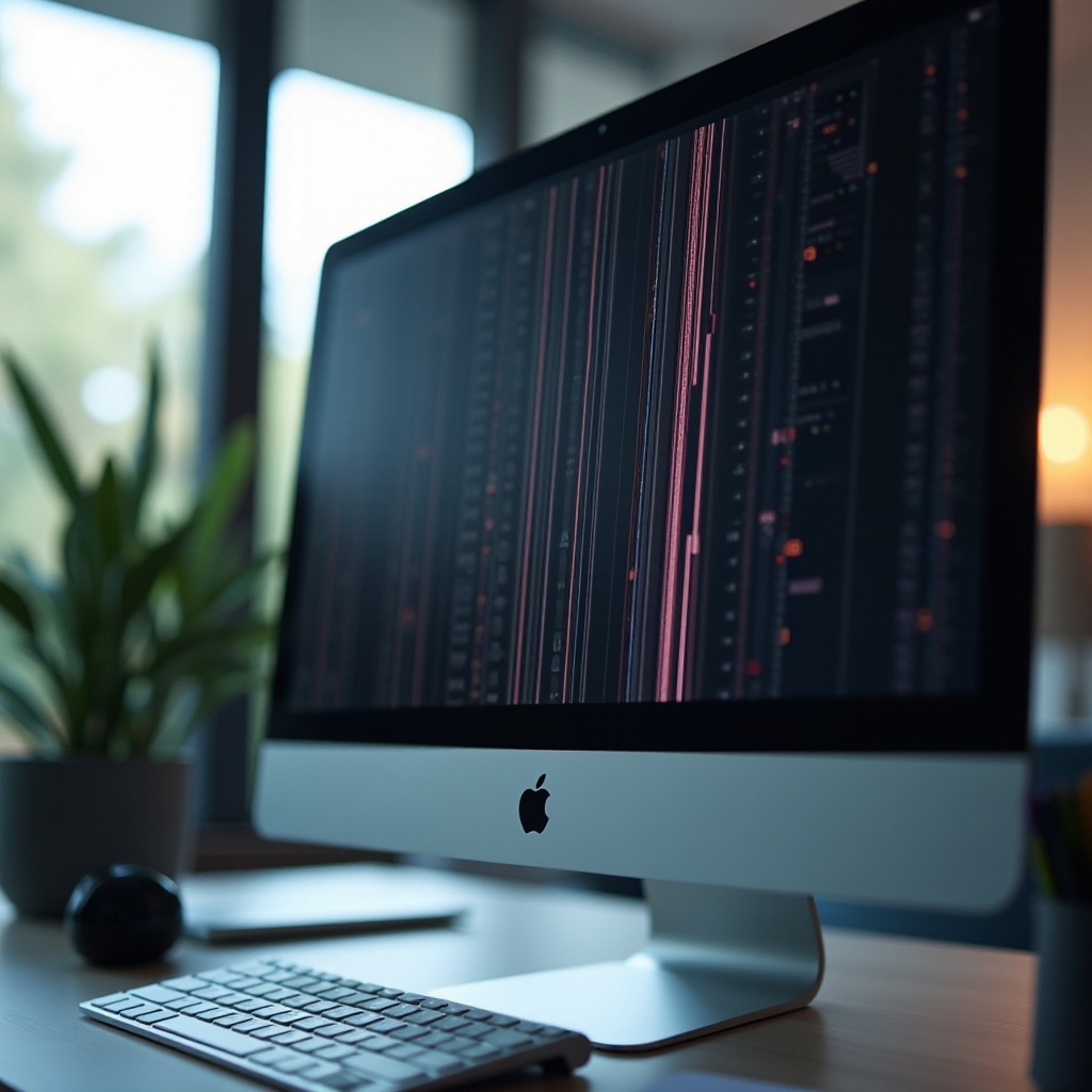 vertikální čáry na monitoru počítače